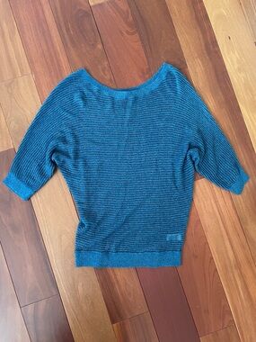 Express Teal Scoop-Neck Ribbed Knit Sweater